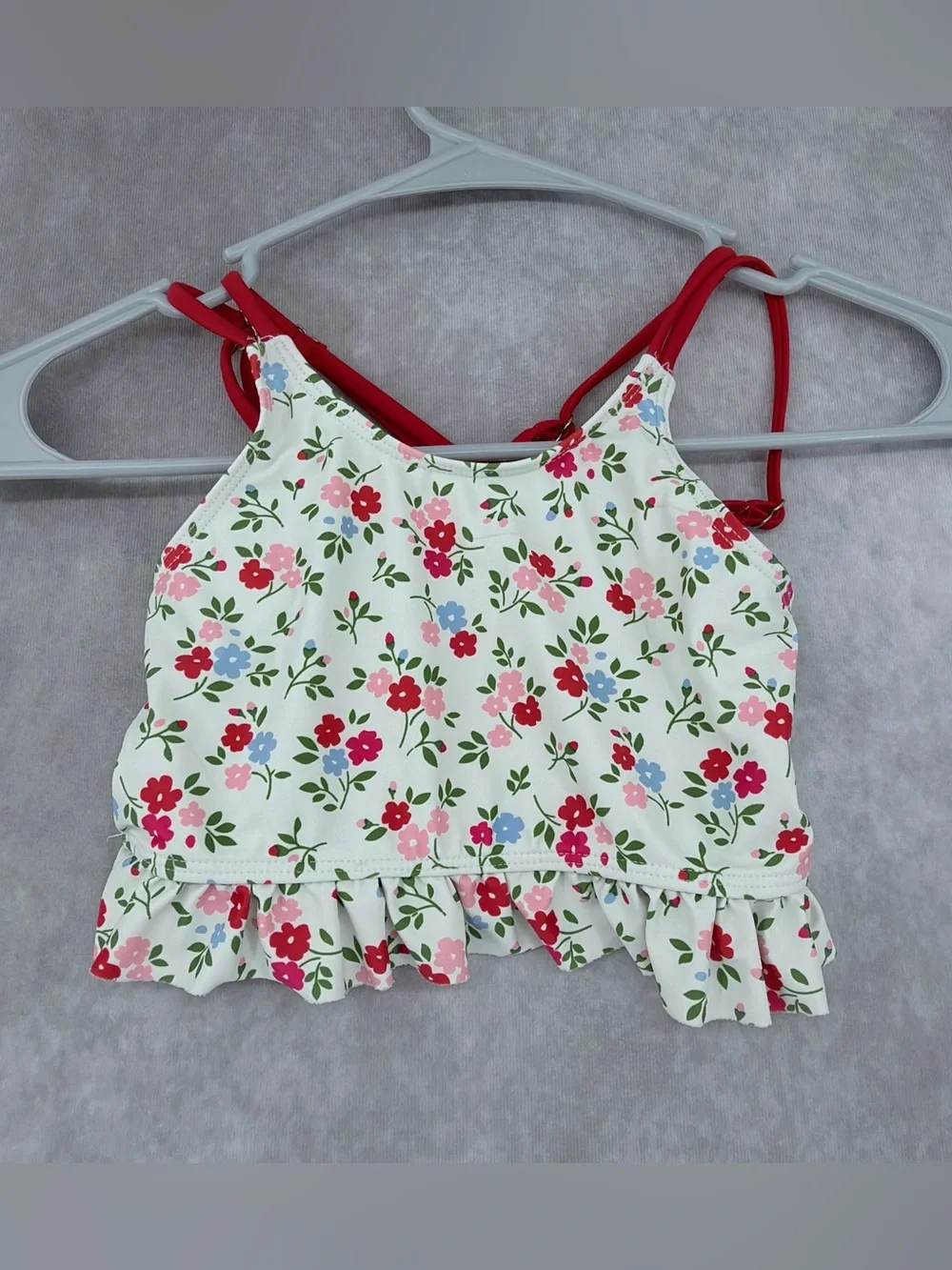 SHEIN Girls Floral Ruffle swim suit set - White, Pink & Green 5Y